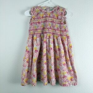 Laura Ashley Girls Kids Floral Cotton Smocked Shirred Summer Dress 6